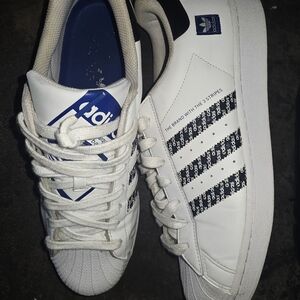 Adidas Classic White Sneakers with Navy Accents